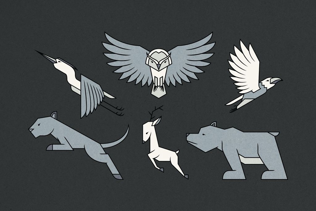 Vector illustration of American spirit animals.